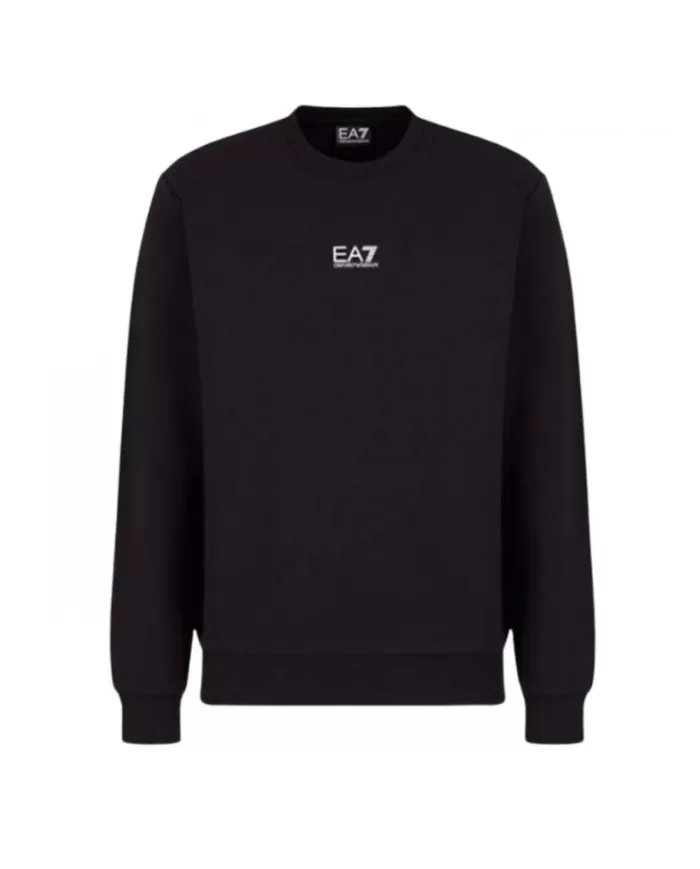 Felpa uomo nera in cotone con logo sul petto 8NPM34 PJVTZ | EA7 Felpa uomo nera in cotone con logo sul petto 8NPM34 PJVTZ | EA7