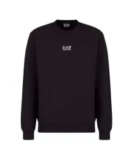 Felpa uomo nera in cotone con logo sul petto 8NPM34 PJVTZ | EA7