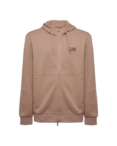 Felpa uomo nocciola con zip e logo stampato 8NPM38 PJVTZ| EA7 Felpa uomo nocciola con zip e logo stampato 8NPM38 PJVTZ| EA7