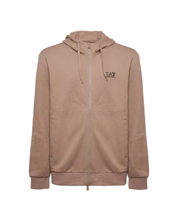Felpa uomo nocciola con zip e logo stampato 8NPM38 PJVTZ| EA7 Felpa uomo nocciola con zip e logo stampato 8NPM38 PJVTZ| EA7