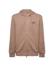 Felpa uomo nocciola con zip e logo stampato 8NPM38 PJVTZ| EA7