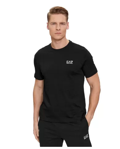 T-shirt uomo nero in cotone con stampa logata 8NPT18 PJ02Z| EA7 T-shirt uomo nero in cotone con stampa logata 8NPT18 PJ02Z| EA7
