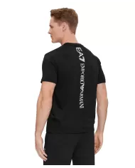 T-shirt uomo nero in cotone con stampa logata 8NPT18 PJ02Z| EA7