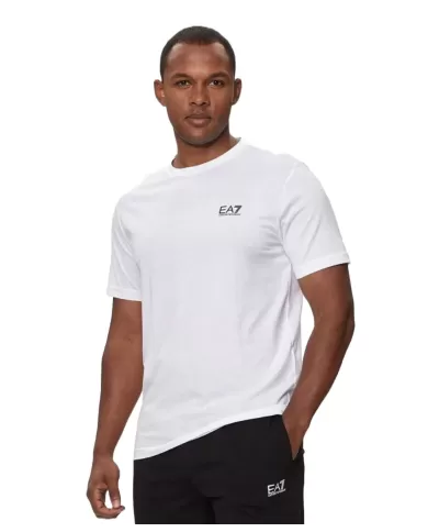 T-shirt uomo bianca in cotone con stampa logata 8NPT25 PJVPZ | EA7 T-shirt uomo bianca in cotone con stampa logata 8NPT25 PJVPZ | EA7