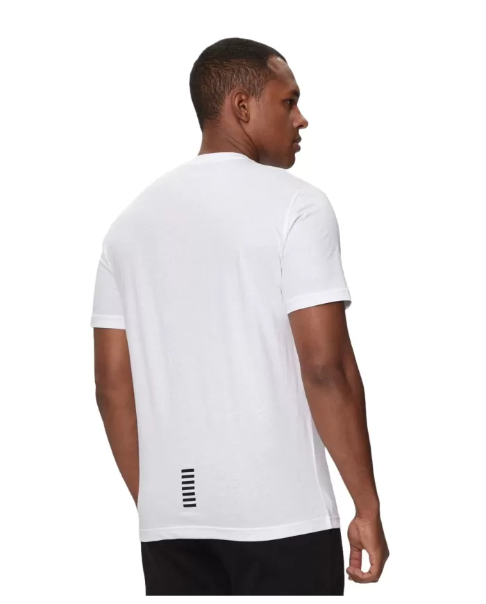 T-shirt uomo bianca in cotone con stampa logata 8NPT25 PJVPZ | EA7