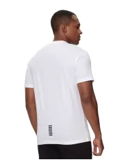 T-shirt uomo bianca in cotone con stampa logata 8NPT25 PJVPZ | EA7