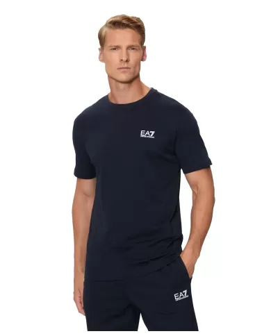 T-shirt uomo blue in cotone con stampa logata 8NPT25 PJVPZ | EA7 T-shirt uomo blue in cotone con stampa logata 8NPT25 PJVPZ | EA7