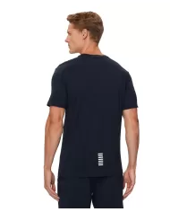 T-shirt uomo blue in cotone con stampa logata 8NPT25 PJVPZ | EA7