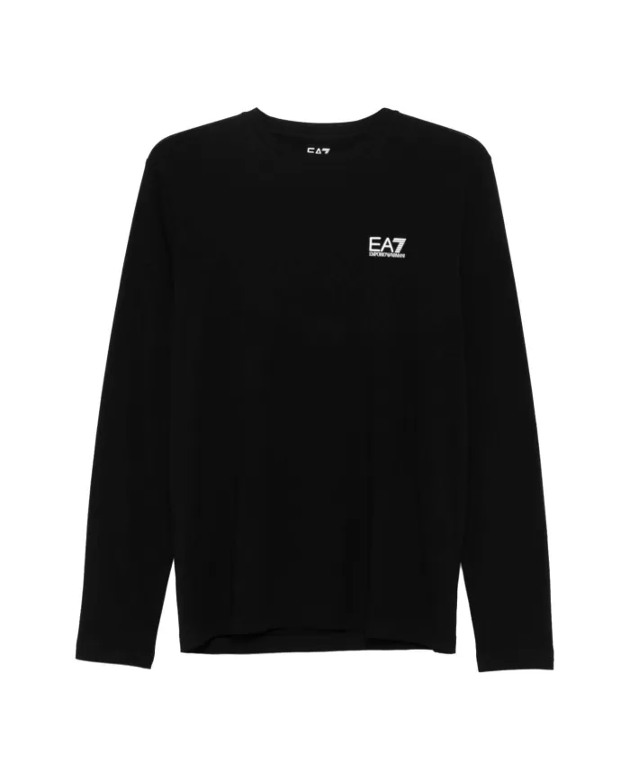 t-shirt uomo nera in cotone con logo stampato 8NPT28 PJVQZ | EA7 t-shirt uomo nera in cotone con logo stampato 8NPT28 PJVQZ | EA7