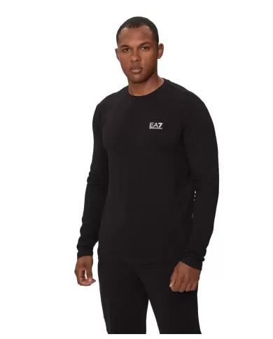 t-shirt uomo nera in cotone con logo stampato 8NPT28 PJVQZ | EA7 t-shirt uomo nera in cotone con logo stampato 8NPT28 PJVQZ | EA7