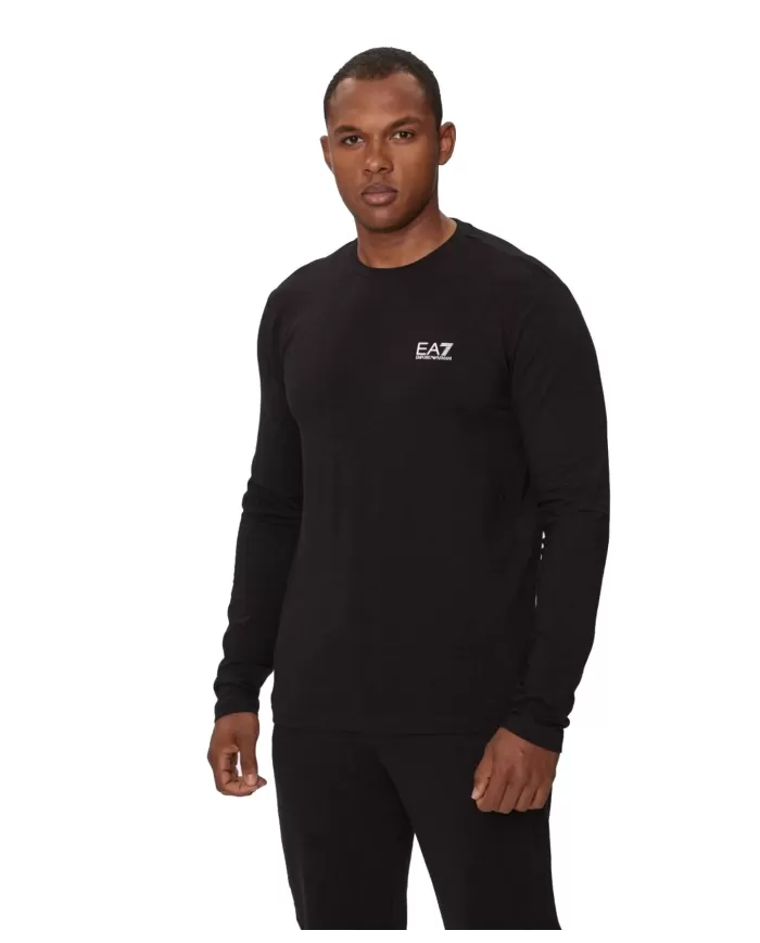 t-shirt uomo nera in cotone con logo stampato 8NPT28 PJVQZ | EA7 t-shirt uomo nera in cotone con logo stampato 8NPT28 PJVQZ | EA7