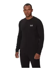 t-shirt uomo nera in cotone con logo stampato 8NPT28 PJVQZ | EA7