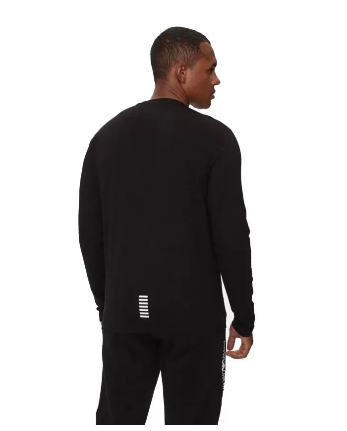 t-shirt uomo nera in cotone con logo stampato 8NPT28 PJVQZ | EA7