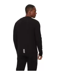 t-shirt uomo nera in cotone con logo stampato 8NPT28 PJVQZ | EA7