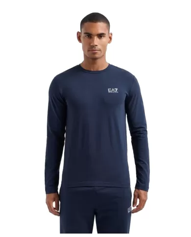 t-shirt uomo blue in cotone con logo stampato 8NPT28 PJVQZ | EA7 t-shirt uomo blue in cotone con logo stampato 8NPT28 PJVQZ | EA7