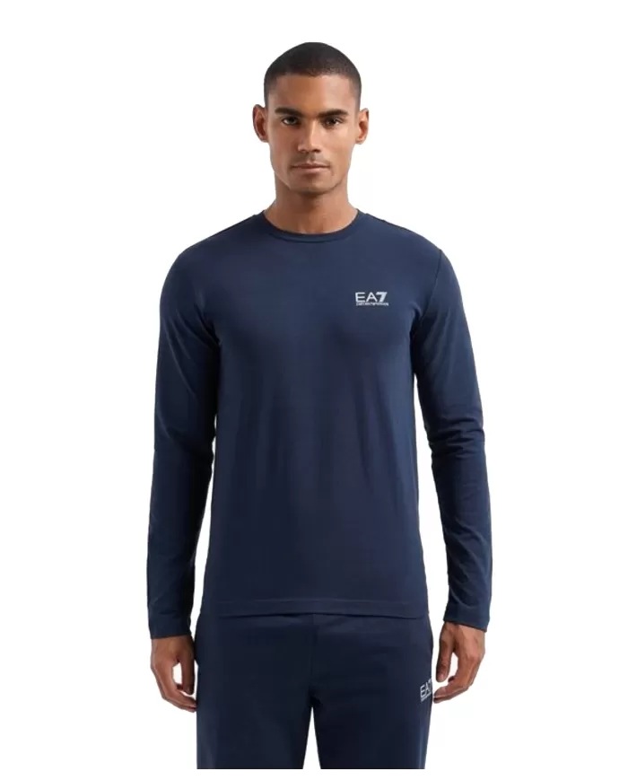 t-shirt uomo blue in cotone con logo stampato 8NPT28 PJVQZ | EA7 t-shirt uomo blue in cotone con logo stampato 8NPT28 PJVQZ | EA7