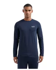 t-shirt uomo blue in cotone con logo stampato 8NPT28 PJVQZ | EA7