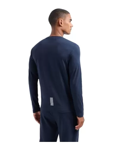 t-shirt uomo blue in cotone con logo stampato 8NPT28 PJVQZ | EA7 t-shirt uomo blue in cotone con logo stampato 8NPT28 PJVQZ | EA7