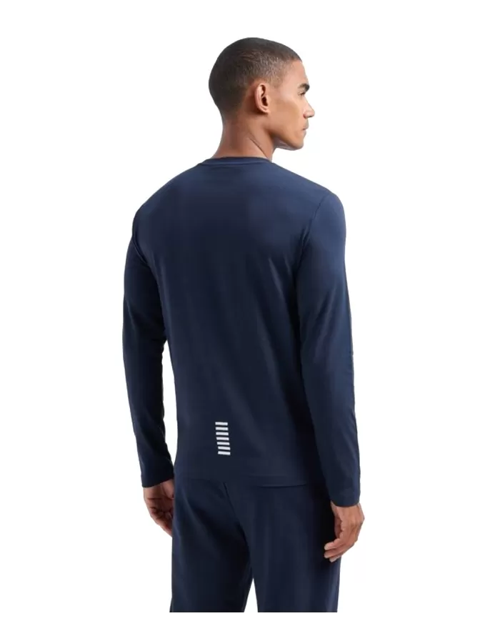 t-shirt uomo blue in cotone con logo stampato 8NPT28 PJVQZ | EA7