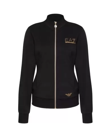 Felpa donna nera con zip dettagli logati a strass 8NTM43 TJ9RZ | EA7 Felpa donna nera con zip dettagli logati a strass 8NTM43 TJ9RZ | EA7