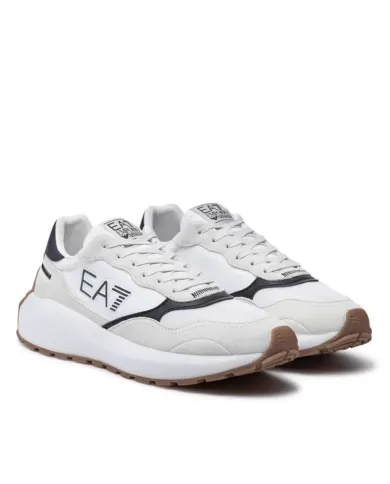 Sneakers uomo bianche/nere runner con stampa logata X8X186 XK401 | EA7
