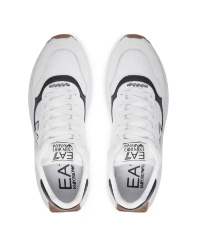 Sneakers uomo bianche/nere runner con stampa logata X8X186 XK401 | EA7