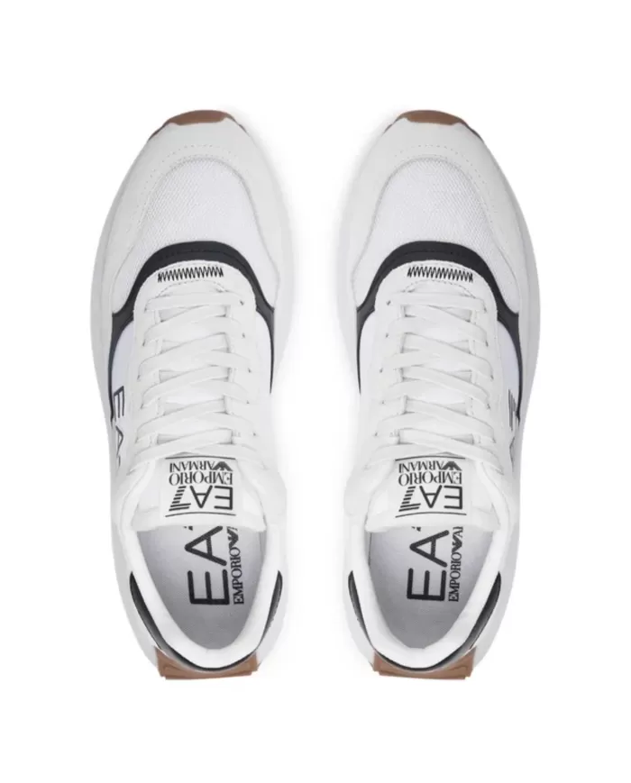 Sneakers uomo bianche/nere runner con stampa logata X8X186 XK401 | EA7