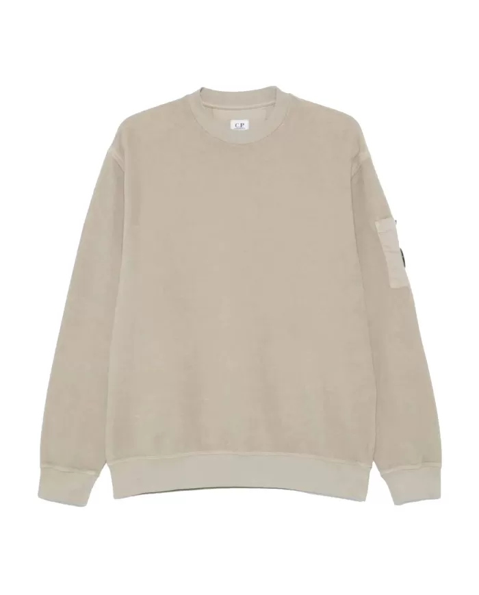 Felpa uomo sabbia con rilievi diagonali MSS285A 006614G| C.P. Company Felpa uomo sabbia con rilievi diagonali MSS285A 006614G| C.P. Company