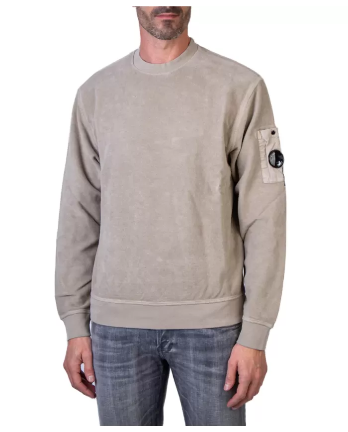 Felpa uomo sabbia con rilievi diagonali MSS285A 006614G| C.P. Company Felpa uomo sabbia con rilievi diagonali MSS285A 006614G| C.P. Company