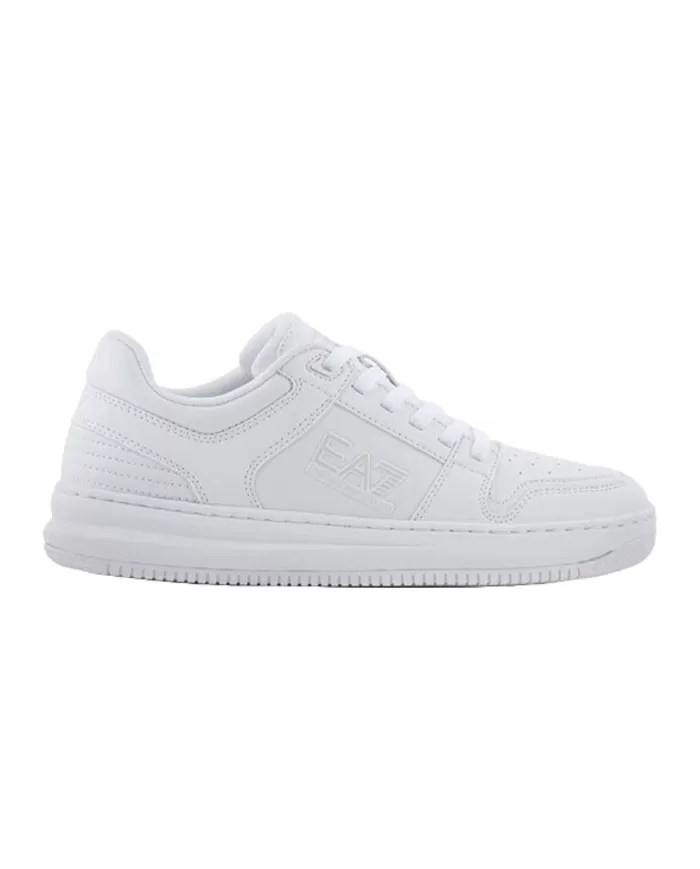 EA7 Sneakers uomo stile skater X8X189 XK404 SLASHER A-EP in PL con logo e suola con incisioni U260 full wht+antartica EA7 Sneakers uomo stile skater X8X189 XK404 SLASHER A-EP in PL con logo e suola con incisioni U260 full wht+antartica