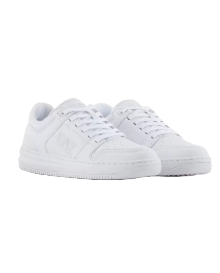 EA7 Sneakers uomo stile skater X8X189 XK404 SLASHER A-EP in PL con logo e suola con incisioni U260 full wht+antartica EA7 Sneakers uomo stile skater X8X189 XK404 SLASHER A-EP in PL con logo e suola con incisioni U260 full wht+antartica