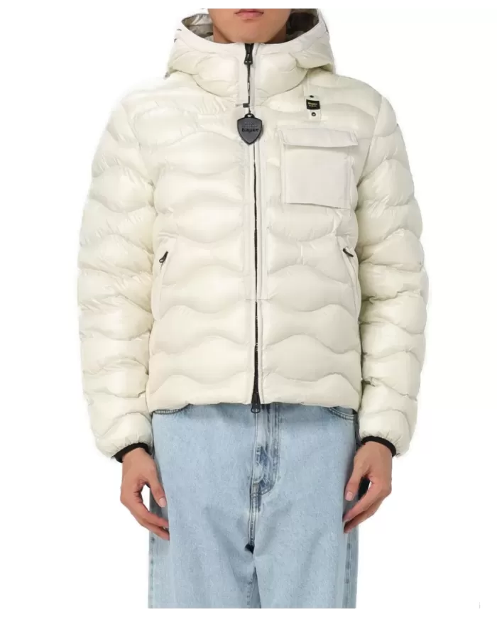 Piumino uomo bianco interno beige 24WBLUC02056 005958 BRYANT | BLAUER Piumino uomo bianco interno beige 24WBLUC02056 005958 BRYANT | BLAUER