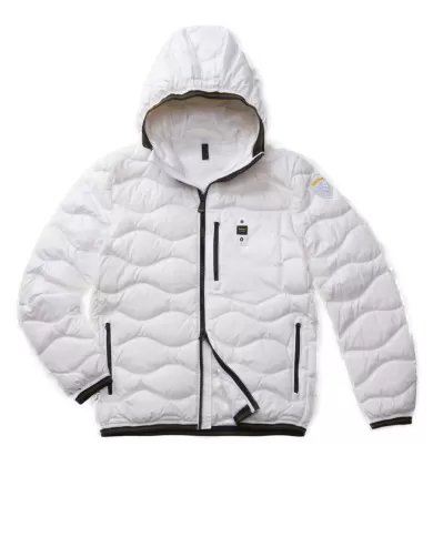 Piumino uomo bianco trapuntato a onde 24WBLUC03030 006355 WAVE| BLAUER Piumino uomo bianco trapuntato a onde 24WBLUC03030 006355 WAVE| BLAUER
