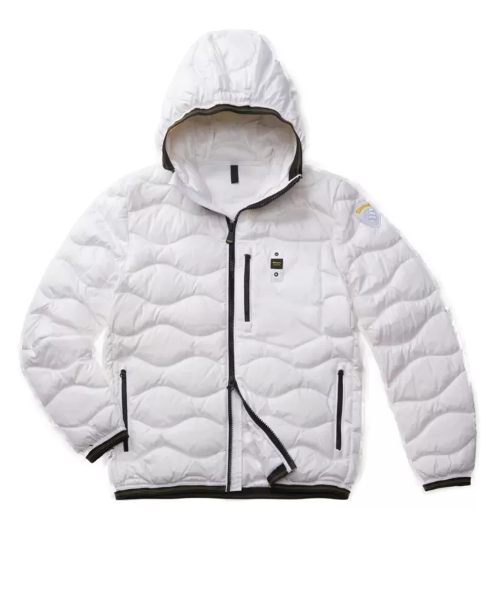 Piumino uomo bianco trapuntato a onde 24WBLUC03030 006355 WAVE| BLAUER Piumino uomo bianco trapuntato a onde 24WBLUC03030 006355 WAVE| BLAUER