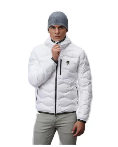 Piumino uomo bianco trapuntato a onde 24WBLUC03030 006355 WAVE| BLAUER Piumino uomo bianco trapuntato a onde 24WBLUC03030 006355 WAVE| BLAUER