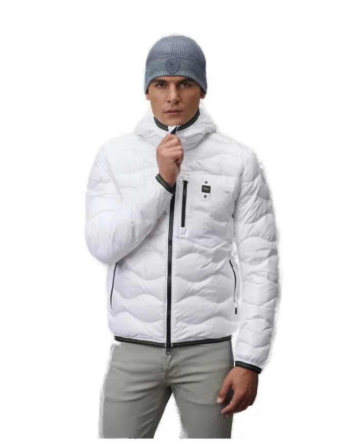 Piumino bianco ottico uomo trapuntato ad onde orizzontali BLAUER