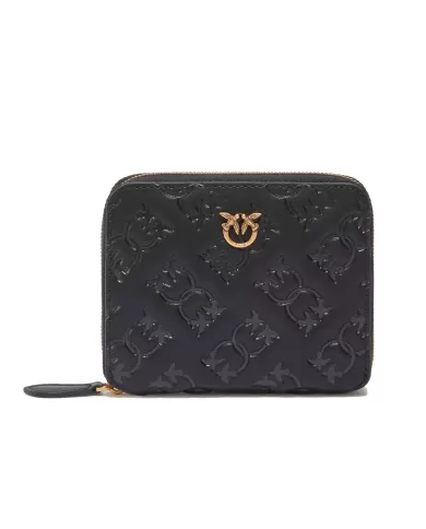 Portafoglio donna MINI nero in pelle monogram 100249 A1YB | PINKO Portafoglio donna MINI nero in pelle monogram 100249 A1YB | PINKO