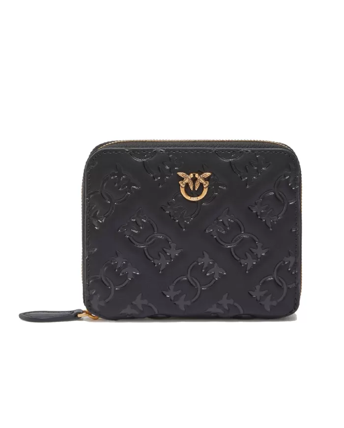 Portafoglio donna MINI nero in pelle monogram 100249 A1YB | PINKO Portafoglio donna MINI nero in pelle monogram 100249 A1YB | PINKO