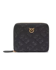 Portafoglio donna MINI nero in pelle monogram 100249 A1YB | PINKO