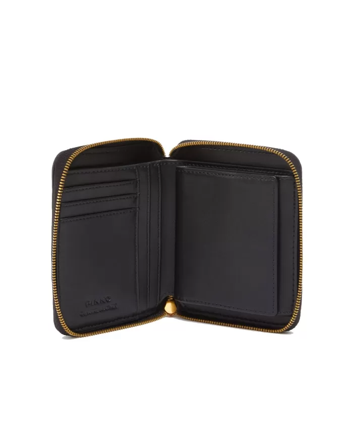 Portafoglio donna MINI nero in pelle monogram 100249 A1YB | PINKO