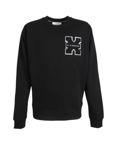 Felpa uomo nera regular in cotone UMA24034FEOF | RICHMOND Felpa uomo nera regular in cotone UMA24034FEOF | RICHMOND