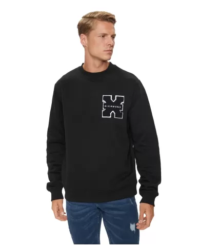 Felpa uomo nera regular in cotone UMA24034FEOF | RICHMOND Felpa uomo nera regular in cotone UMA24034FEOF | RICHMOND