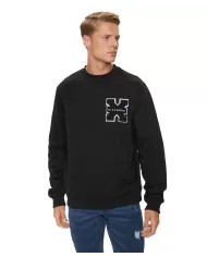 Felpa uomo nera regular in cotone UMA24034FEOF | RICHMOND