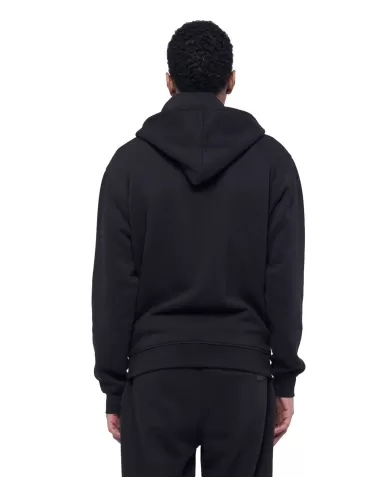 Felpa uomo nera in cotone con cappuccio e zip UMA24037FEOF | RICHMOND Felpa uomo nera in cotone con cappuccio e zip UMA24037FEOF | RICHMOND
