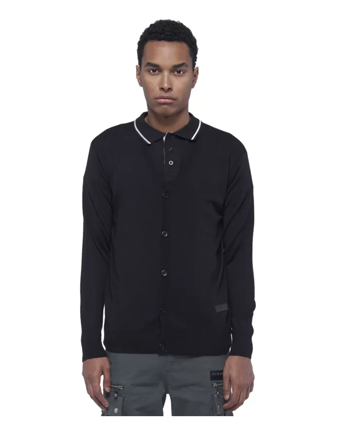 Cardigan uomo nera in lana regular UMA24064CDRI |RICHMOND Cardigan uomo nera in lana regular UMA24064CDRI |RICHMOND