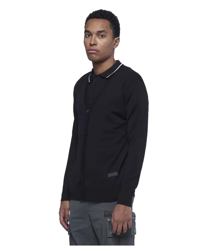 Cardigan uomo nera in lana regular UMA24064CDRI |RICHMOND Cardigan uomo nera in lana regular UMA24064CDRI |RICHMOND
