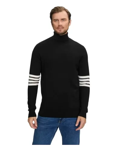 Dolcevita uomo nera dettagli stripes UMA24102LUIR | RICHMOND Dolcevita uomo nera dettagli stripes UMA24102LUIR | RICHMOND