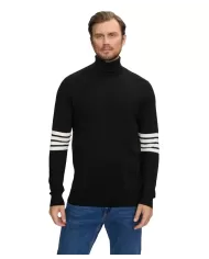 Dolcevita uomo nera dettagli stripes UMA24102LUIR | RICHMOND