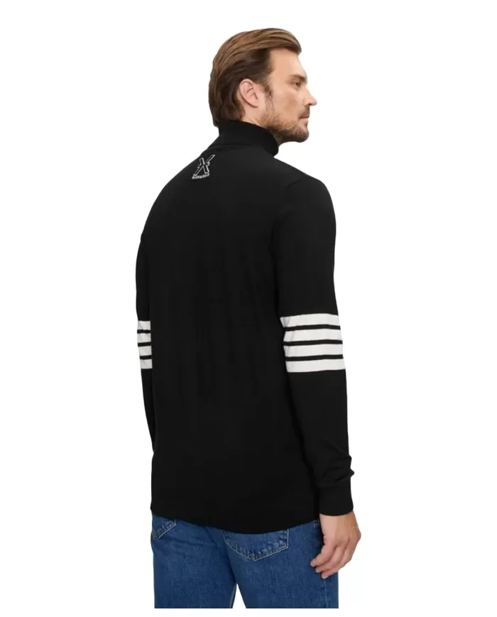 Dolcevita uomo nera dettagli stripes UMA24102LUIR | RICHMOND Dolcevita uomo nera dettagli stripes UMA24102LUIR | RICHMOND