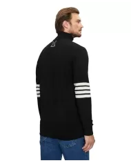 Dolcevita uomo nera dettagli stripes UMA24102LUIR | RICHMOND
